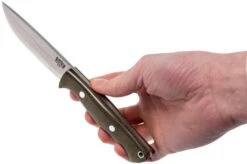 Bark River Gunny A2, Green Canvas Micarta, Brown Sheath -Knife Sales Store BRK07 011GNC RS 06 bark river brk07 011gnc rs 06