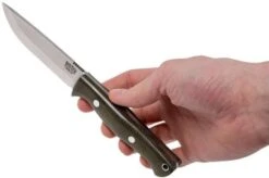 Bark River Gunny Scandi CPM 3V, Green Canvas Micarta, Brown Sheath -Knife Sales Store BRK07 024GNC 06 bark river brk07 024gnc 06