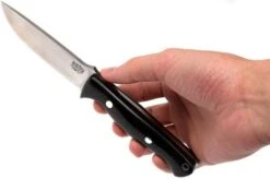 Bark River Gunny CPM 3V, Black Linen Micarta, Brown Sheath -Knife Sales Store BRK07 025BRKL 06 bark river brk07 025brkl 06