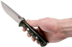 Bark River Bravo 1 A2, Black & Green Linnen Micarta, Brown Sheath -Knife Sales Store BRK07 111BGLM 06 bark river brk07 111bglm 06