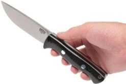 Bark River Bravo 1 A2 FHG Rampless, Black Linen Micarta, Brown Sheath -Knife Sales Store BRK07 111BRKL RS 06 bark river brk07 111brkl rs 06