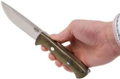 Bark River Bravo 1 A2 Rampless, Green Canvas Micarta, Brown Sheath -Knife Sales Store BRK07 111GNC RS 06 bark river brk07 111gnc rs 06