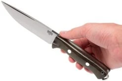 Bark River Bravo Vortex A2 Jimped, Green Canvas Micarta, Brown Sheath -Knife Sales Store BRK07 117FMGRC JI 06 bark river brk07 117fmgrc ji 06