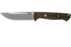 Bark River Bravo 1 CPM 3V Rampless, Green Canvas Micarta, Brown Sheath