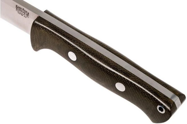 Bark River Bravo 1 CPM 3V Rampless, Green Canvas Micarta, Brown Sheath 7 Bark River Bravo 1 CPM 3V Rampless, Green Canvas Micarta, Brown Sheath - Image 5