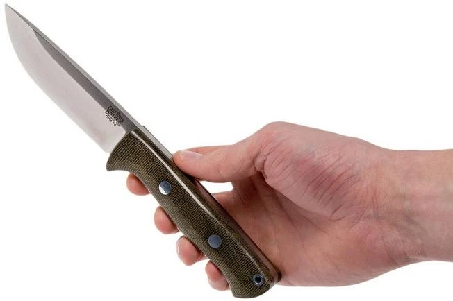 Bark River Bravo 1 CPM 3V Rampless, Green Canvas Micarta, Brown Sheath 8 Bark River Bravo 1 CPM 3V Rampless, Green Canvas Micarta, Brown Sheath - Image 6