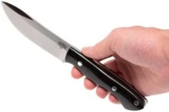 Bark River Kalahari Hunter A2, Black Canvas Micarta, Brown Sheath -Knife Sales Store BRK12 112BRKC 06 bark river brk12 112brkc 06